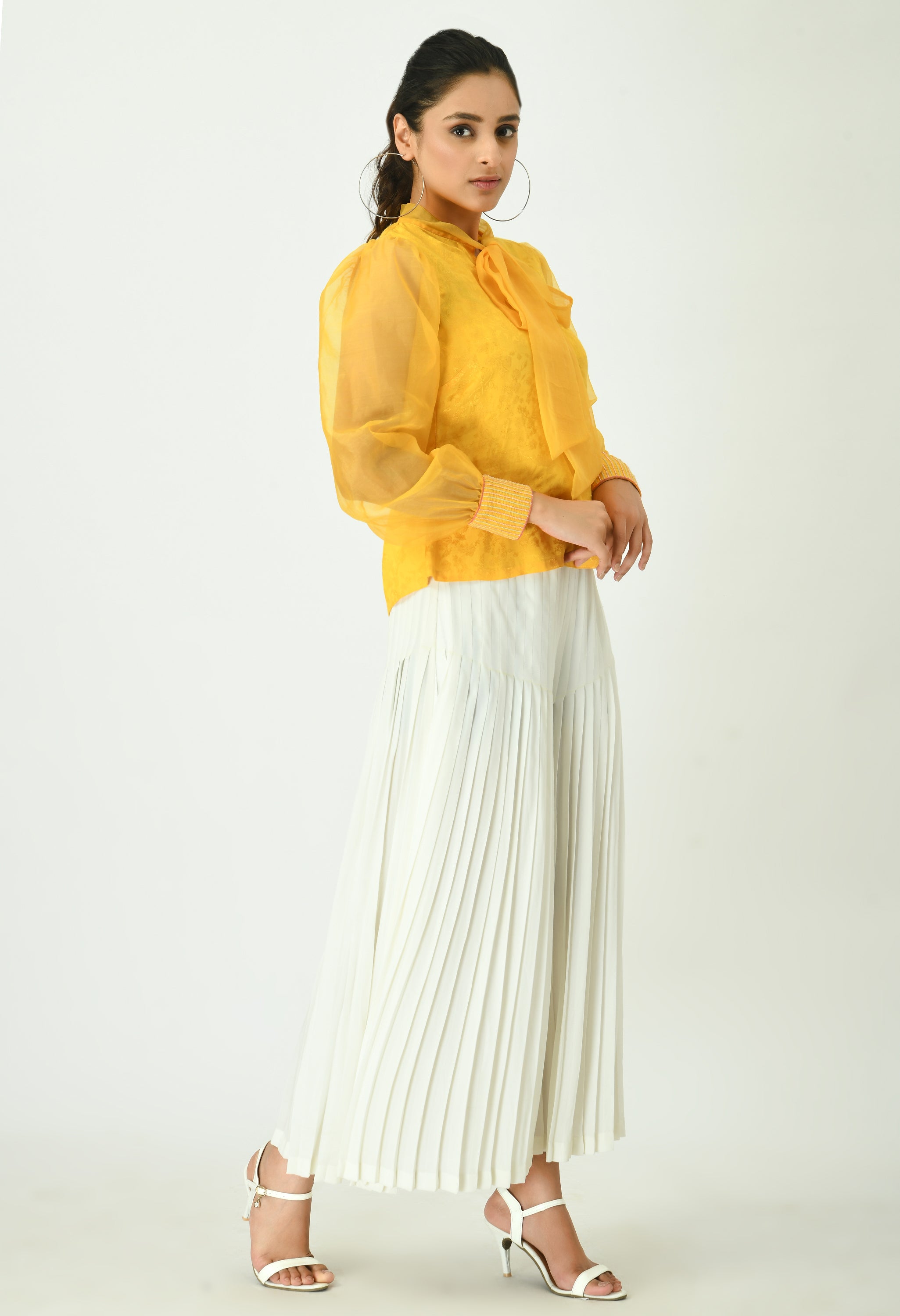 Sunshine Yellow Jacquard Top | Sunshine Yellow Top for women